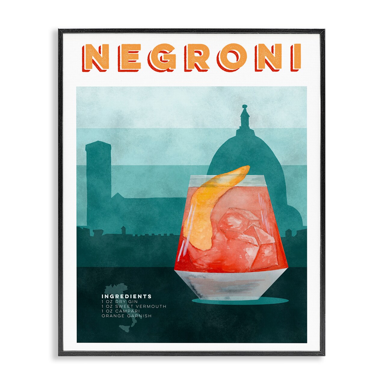 Stupell Industries Retro Negroni & Architecture Framed Giclee, design by Brett Blumenthal